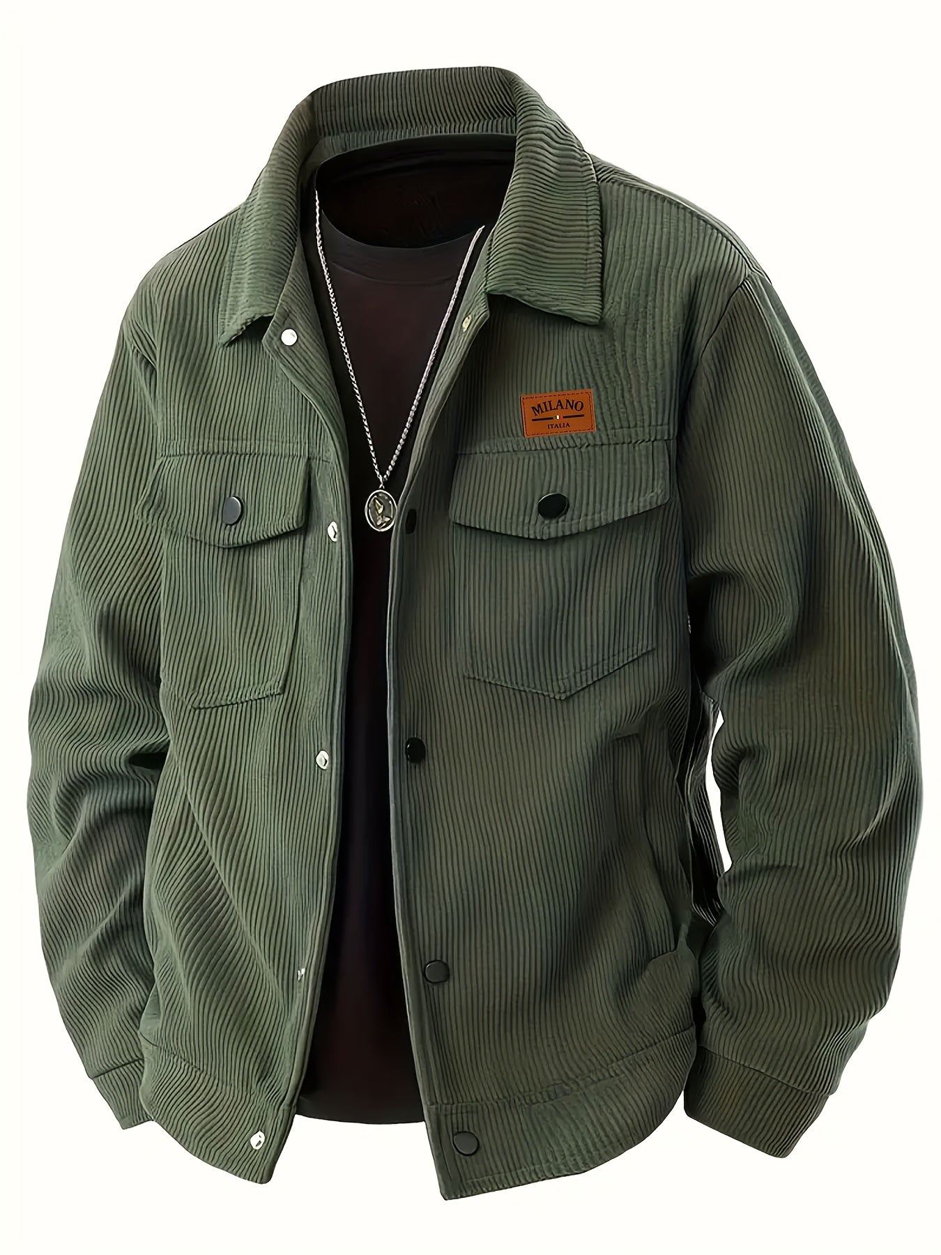 Herren Cordhemd Jacke Freizeit Übergangsjacke mit Knopfleiste & Brusttaschen