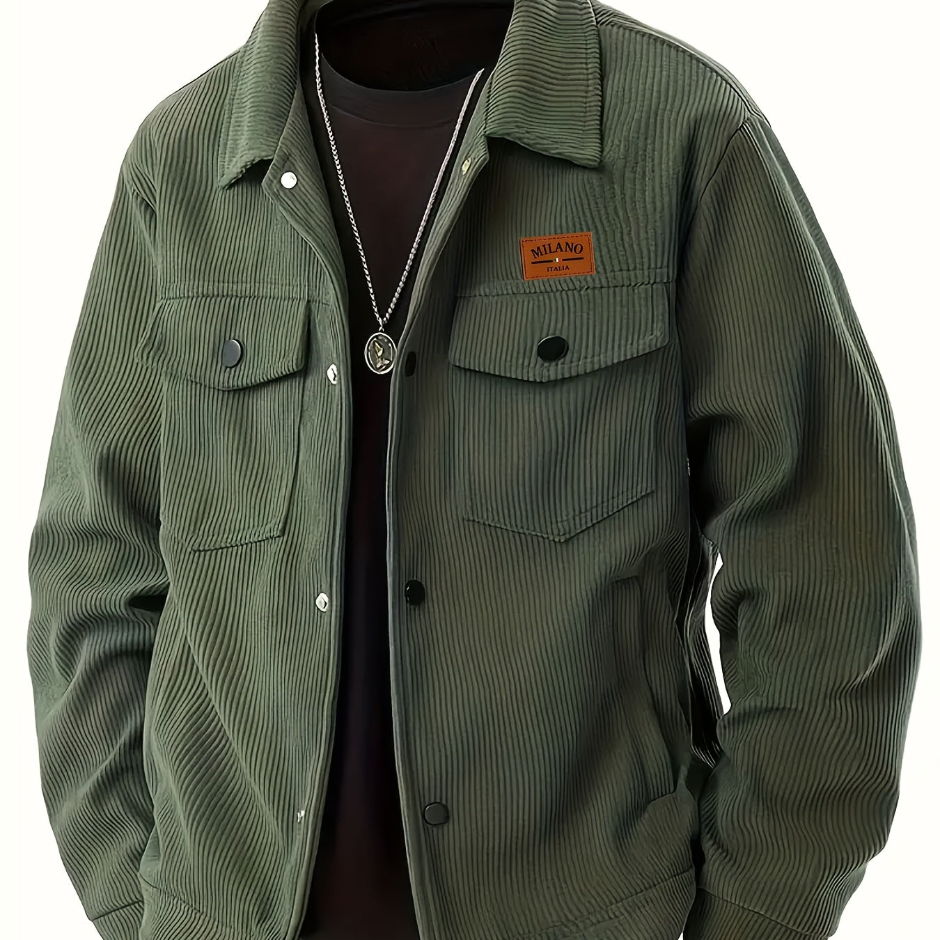 Herren Cordhemd Jacke Freizeit Übergangsjacke mit Knopfleiste & Brusttaschen