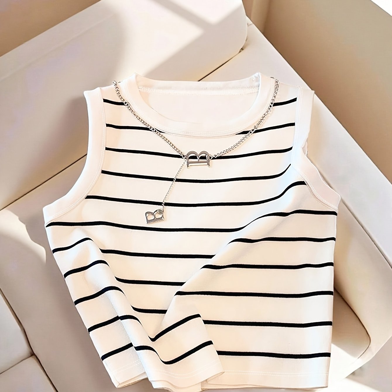 Damen Gestreiftes Ärmelloses Top im Preppy-Stil – Modisches Casual Basic