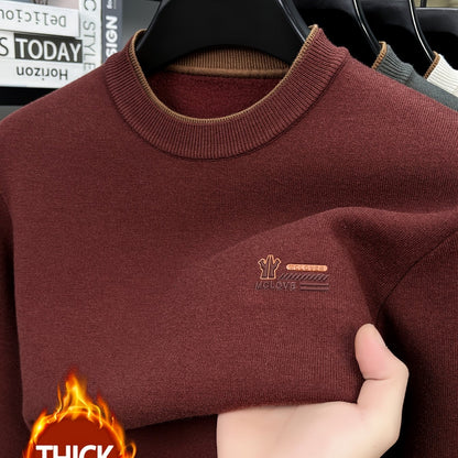 Herren Rundhals-Pullover in verschiedenen Farben, weiches Material, mit Rippbündchen und Logoplatte