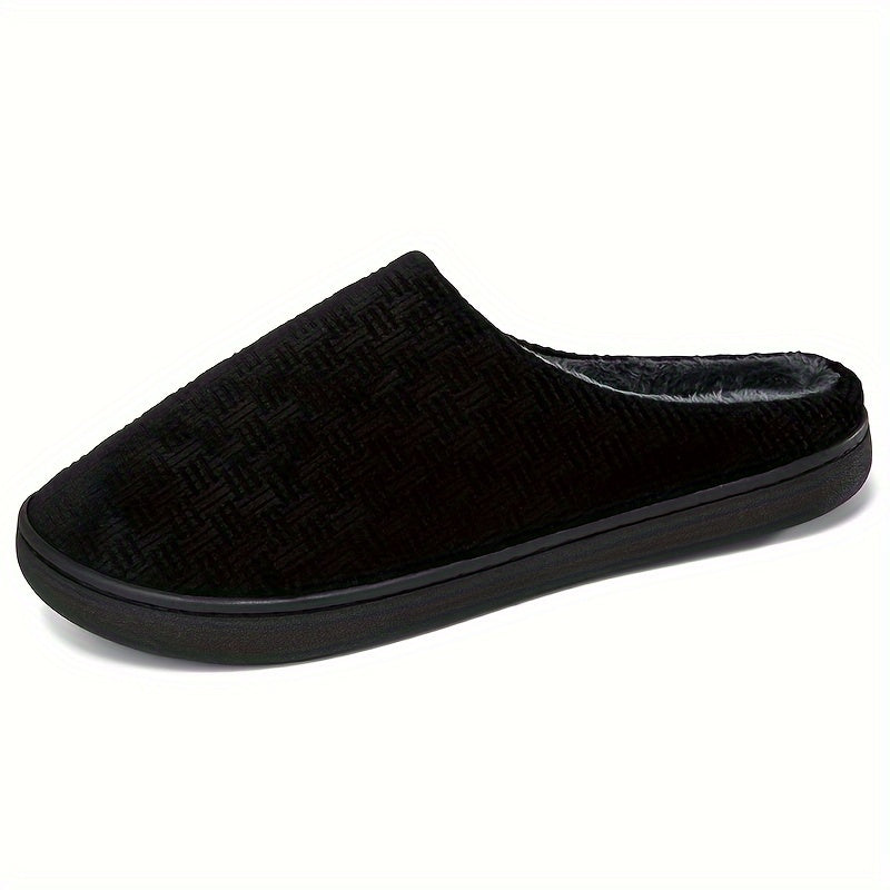 Unisex Hausschuhe Schwarz mit weichem Futter, rutschfeste Sohle