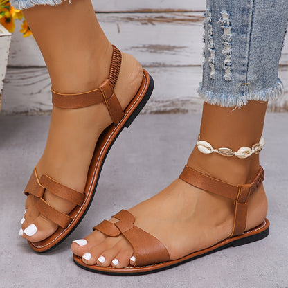 Damen Sandalen Flach Offene Zehen Elegant Freizeit Sommerschuhe