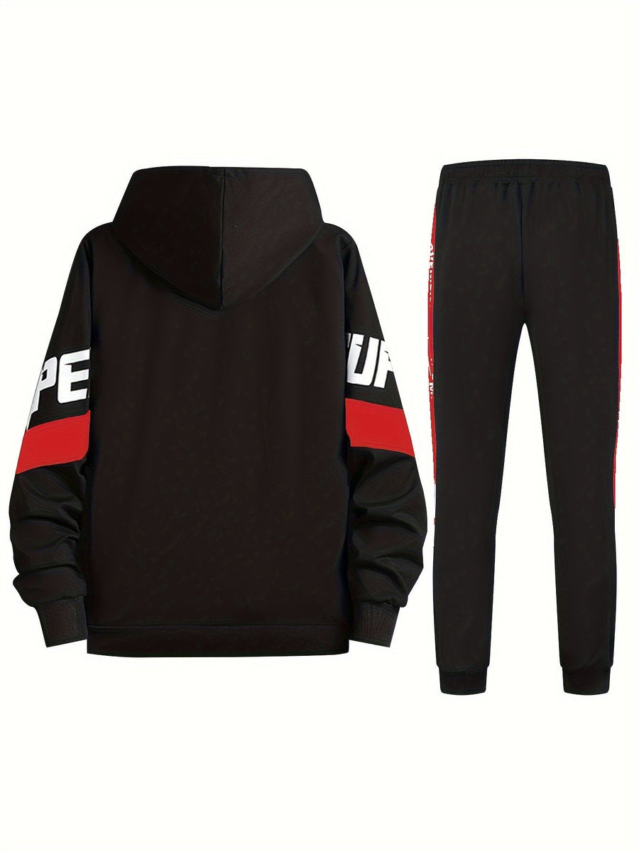Herren Trainingsanzug Schwarz mit Kapuzenjacke & Jogginghose
