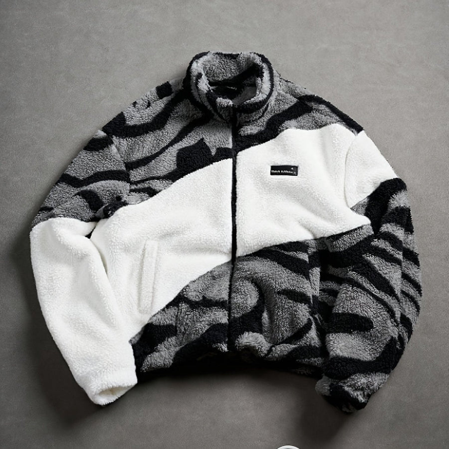 Fleecejacke mit Stehkragen und Reißverschluss, mehrfarbig