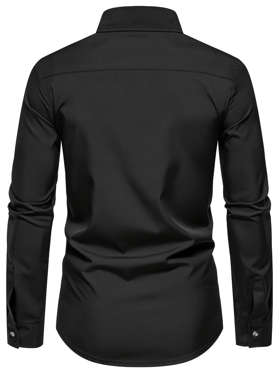 Herren Slim Fit Freizeithemd mit Kontrastdetails – Modernes Business & Casual Hemd, Langarm