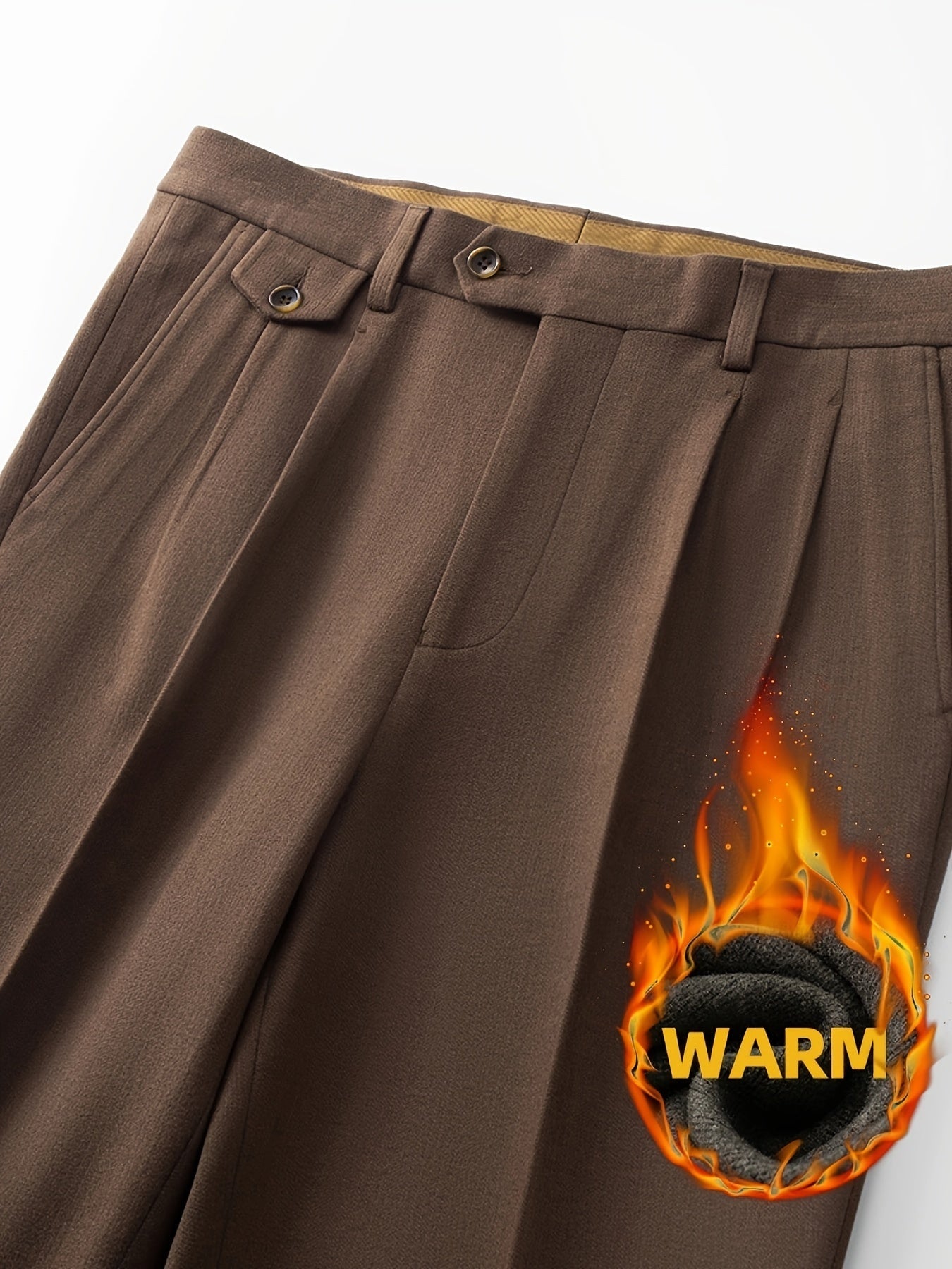 Herren Warme Stoffhose mit Bundfalten – Thermo Business Casual Hose