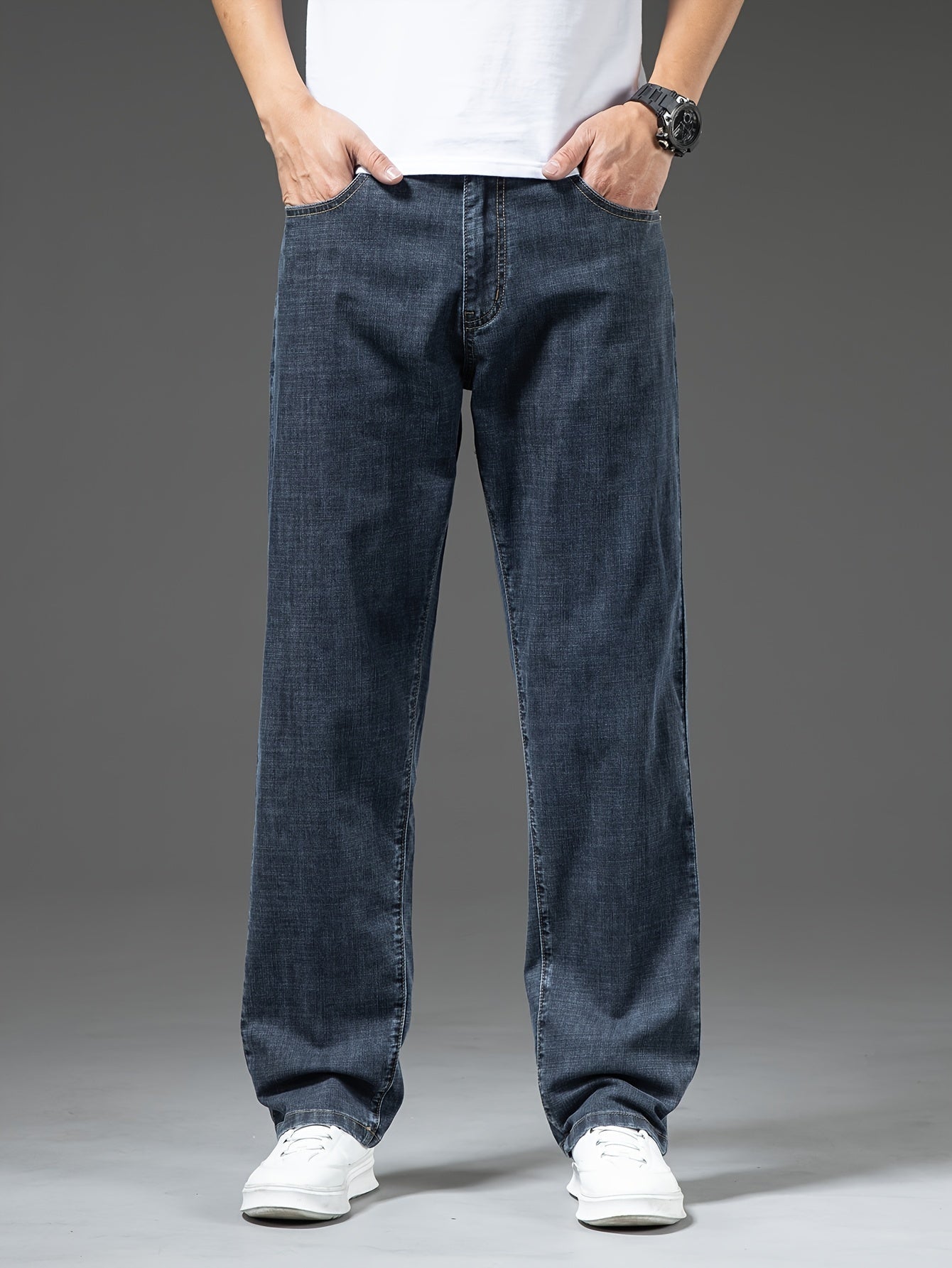 Herren Weite Jeans Straight Fit – Lässige Basic Denim Hose für Alltag & Freizeit