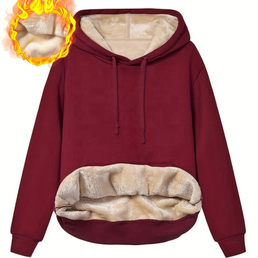 Unisex Hoodie mit Kapuze und Plüschfutter – Warmer Winter Pullover mit Kängurutasche