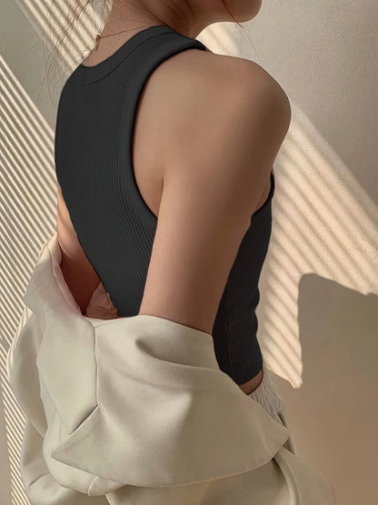 Damen Ripp Tanktop Figurbetont Modern Freizeit & Sport