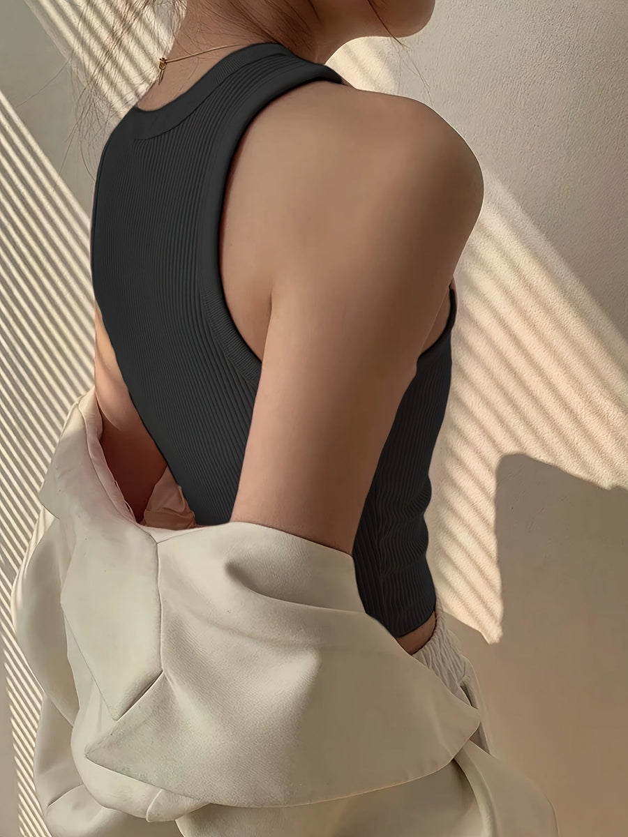 Damen Ripp Tanktop Figurbetont Modern Freizeit & Sport