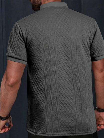 Herren Poloshirt mit Stehkragen und modernem Muster – Stilvolle Freizeit- und Business-Option
