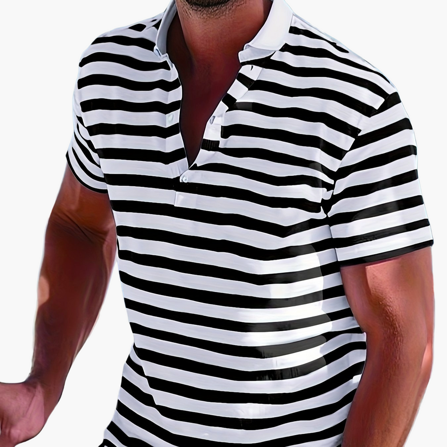 Herren Poloshirt im maritimen Streifen-Look – Perfekt für Freizeit & Segelausflüge