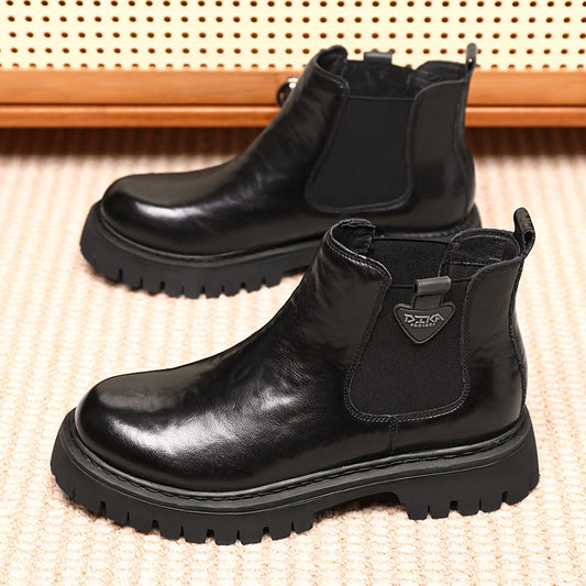 Chelsea Boots Plateau Damen Herren Chunky Sohle Schwarz Grau Stiefel