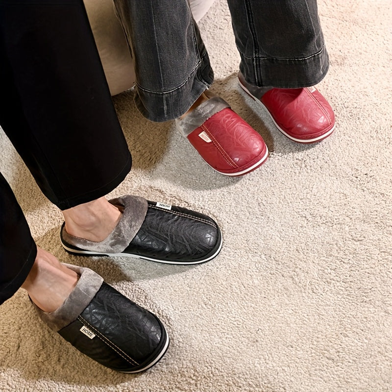 Hausschuhe Unisex, gefüttert, rutschfeste Sohle, bequemer Schlupfschuh für Zuhause