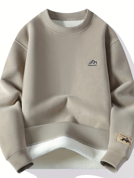 Unisex Winter Sweatshirt gefüttert Rundhalsausschnitt Pullover