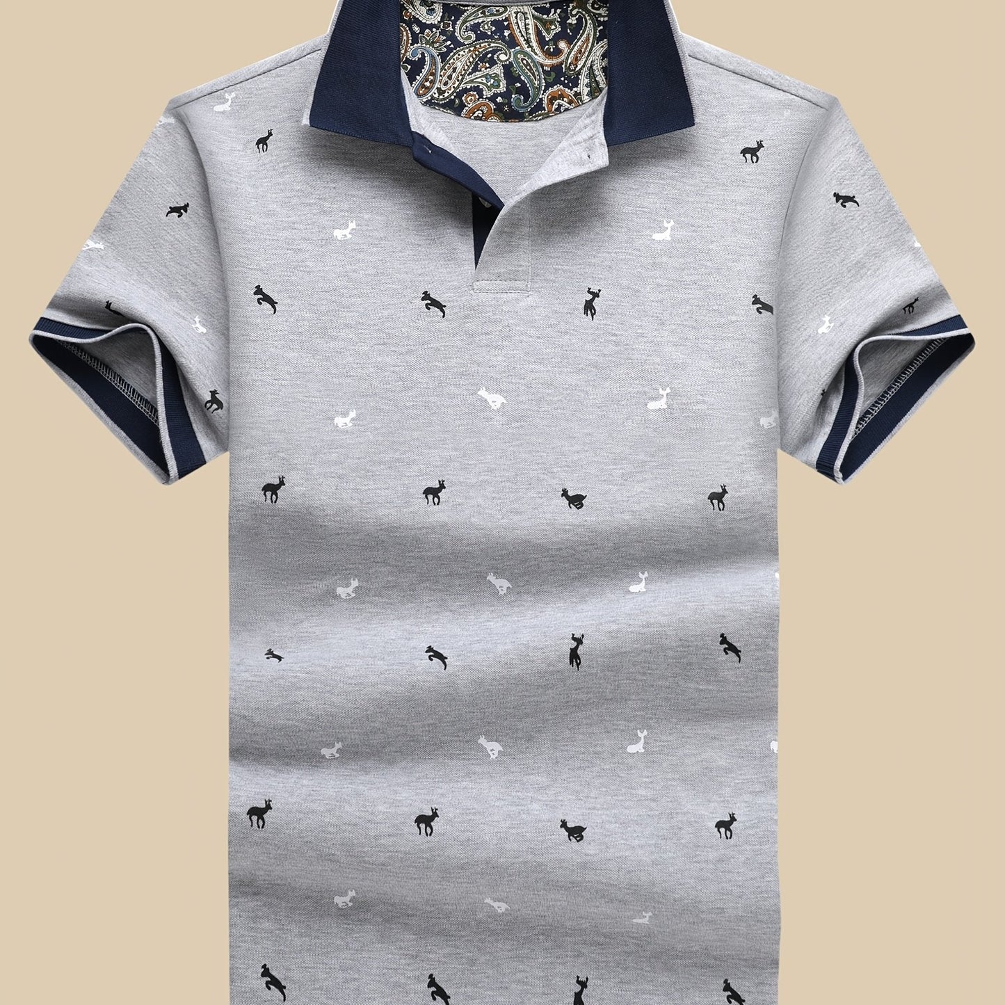 Herren Polohemd mit Muster und Kontrastkragen – Modernes Freizeit-Design