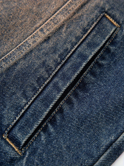 Jeansweste ärmellos in Used-Optik mit Fransen