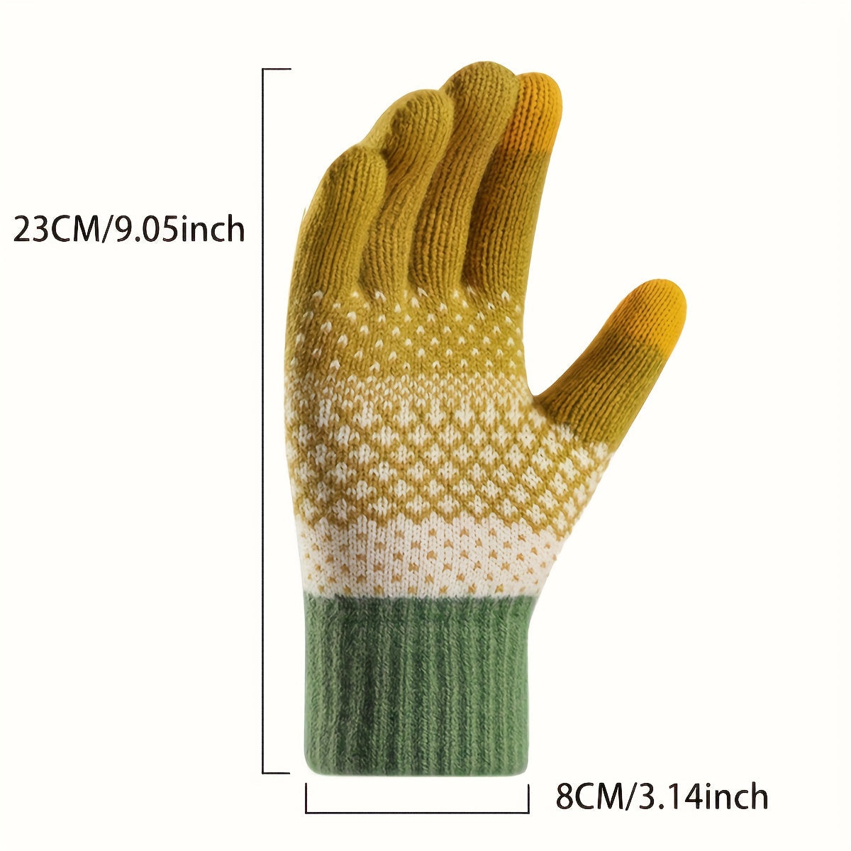 Winter Strickhandschuhe mit Muster in Gelb Weiß Grün Warme Touchscreen-Handschuhe für Damen & Herren