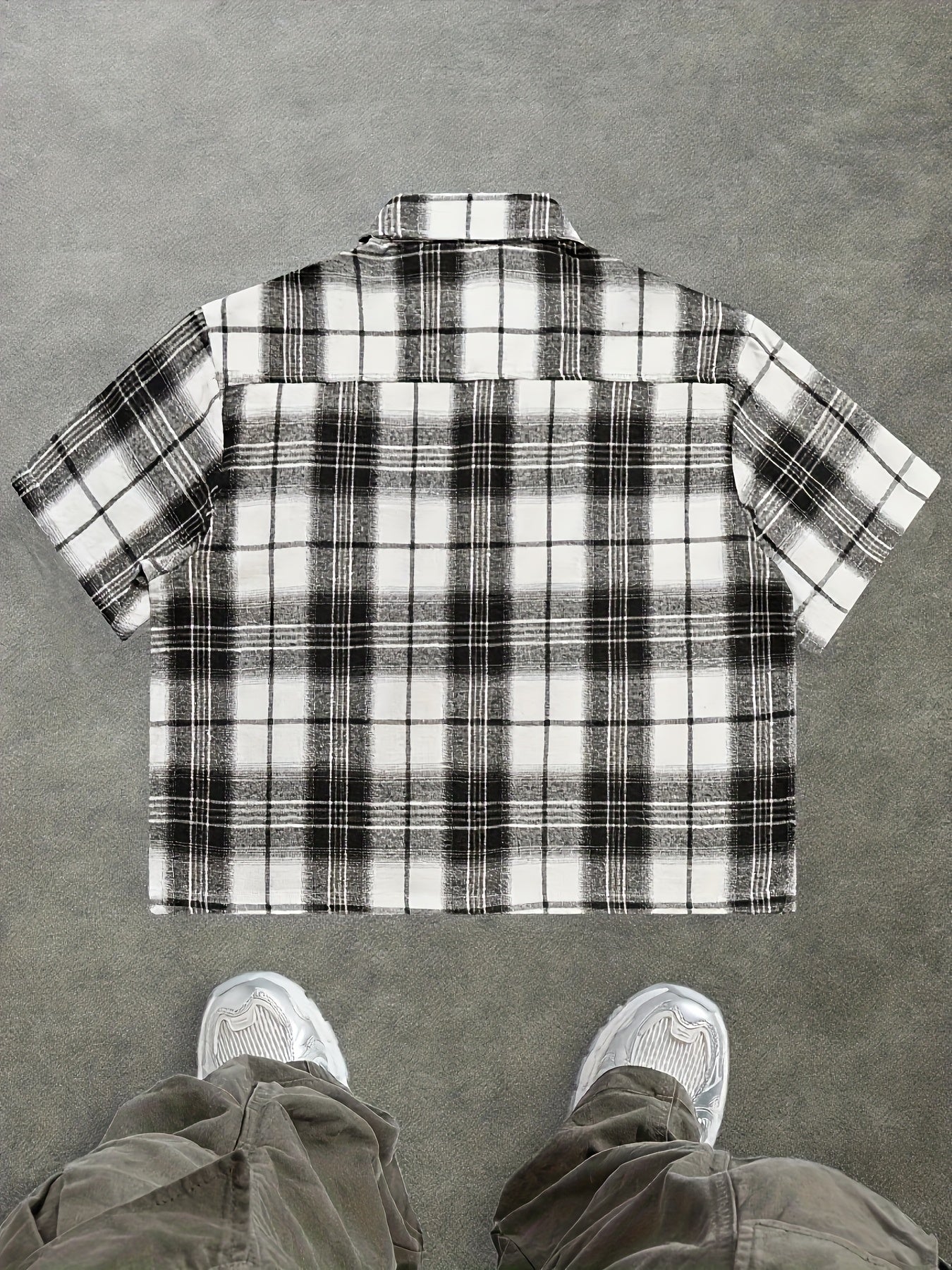 Herren Kurzarm Hemd Kariert Relaxed Fit Streetstyle