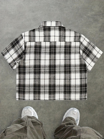 Herren Kurzarm Hemd Kariert Relaxed Fit Streetstyle