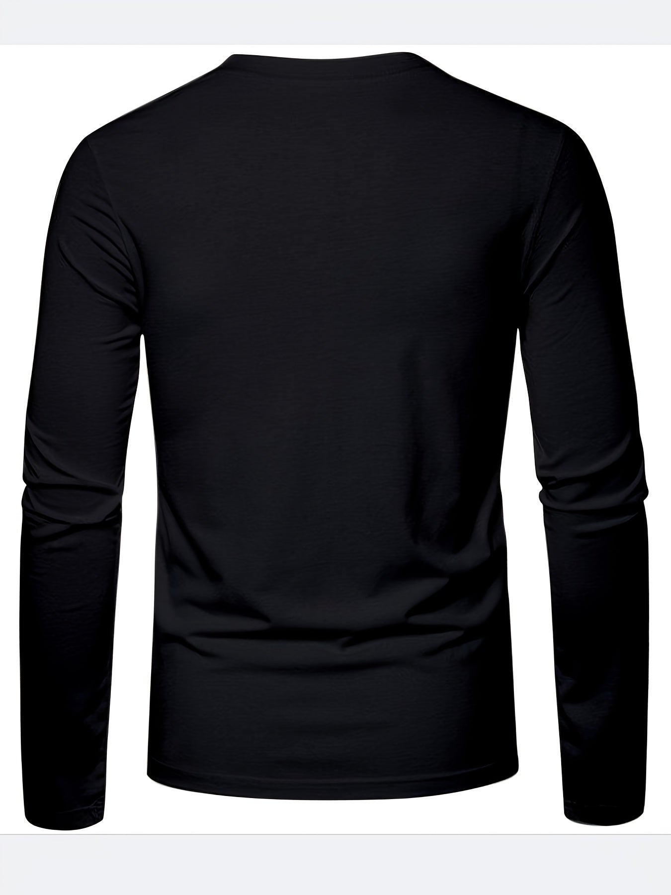 Herren Langarmshirt mit Rundhalsausschnitt und Hirsch-Logo, Freizeitshirt