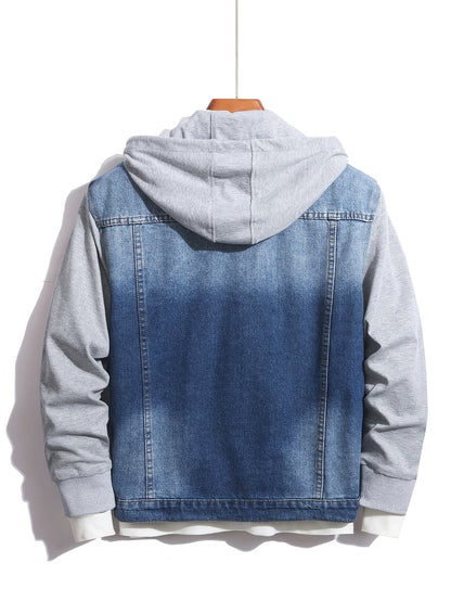 Herren Jeansjacke mit Kapuze und langen Ärmeln