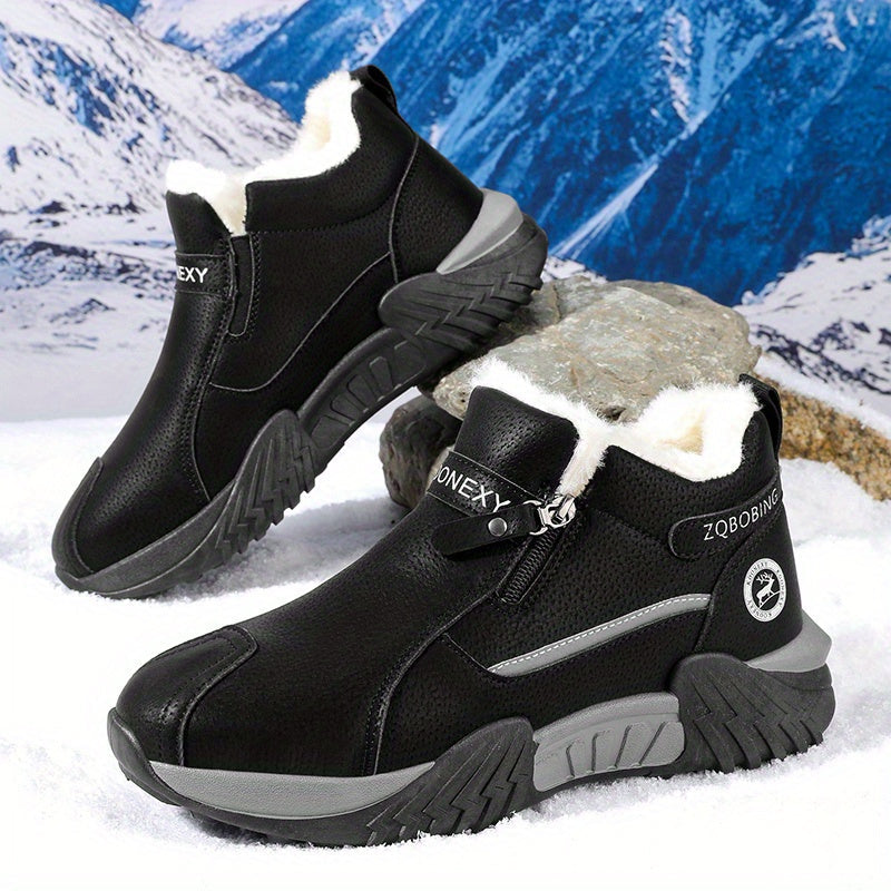 Unisex Winterstiefel gefüttert mit Reißverschluss – Grau, Schwarz, Khaki