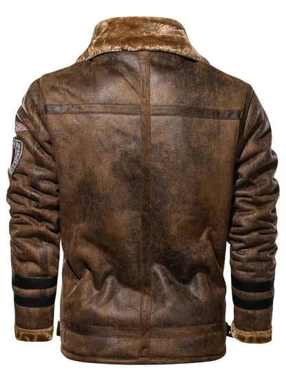 Herren Pilotenjacke mit Fellkragen und Reißverschluss