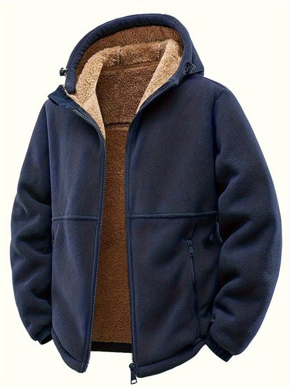 Herren Gefütterte Kapuzenjacke aus Fleece mit Reißverschluss