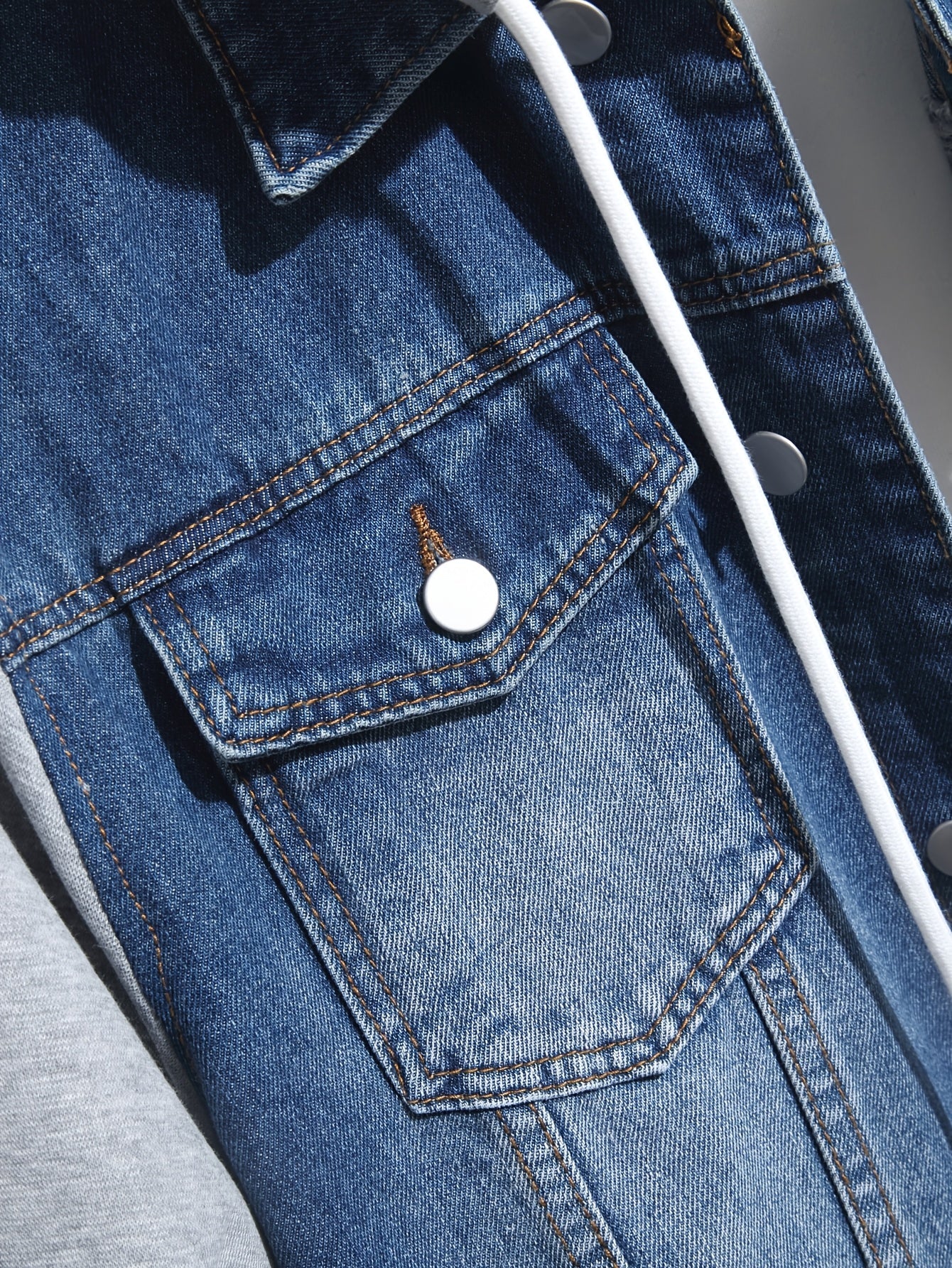 Herren Jeansjacke mit Kapuze und langen Ärmeln