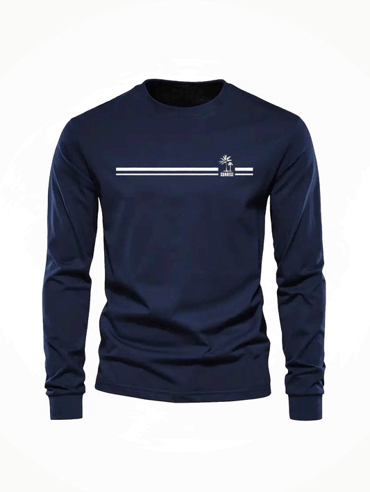 Langarmshirt Herren Rundhalsdruck "Sunrise" Freizeitoberteil