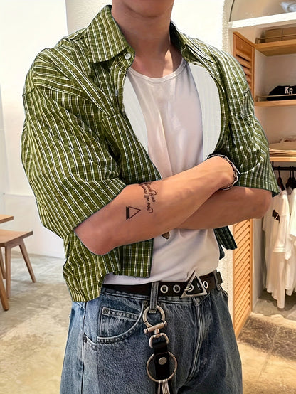 Herren Kurzarm-Hemd im modernen Streetstyle Look – Lässiges Oversize Design für Alltag und Freizeit