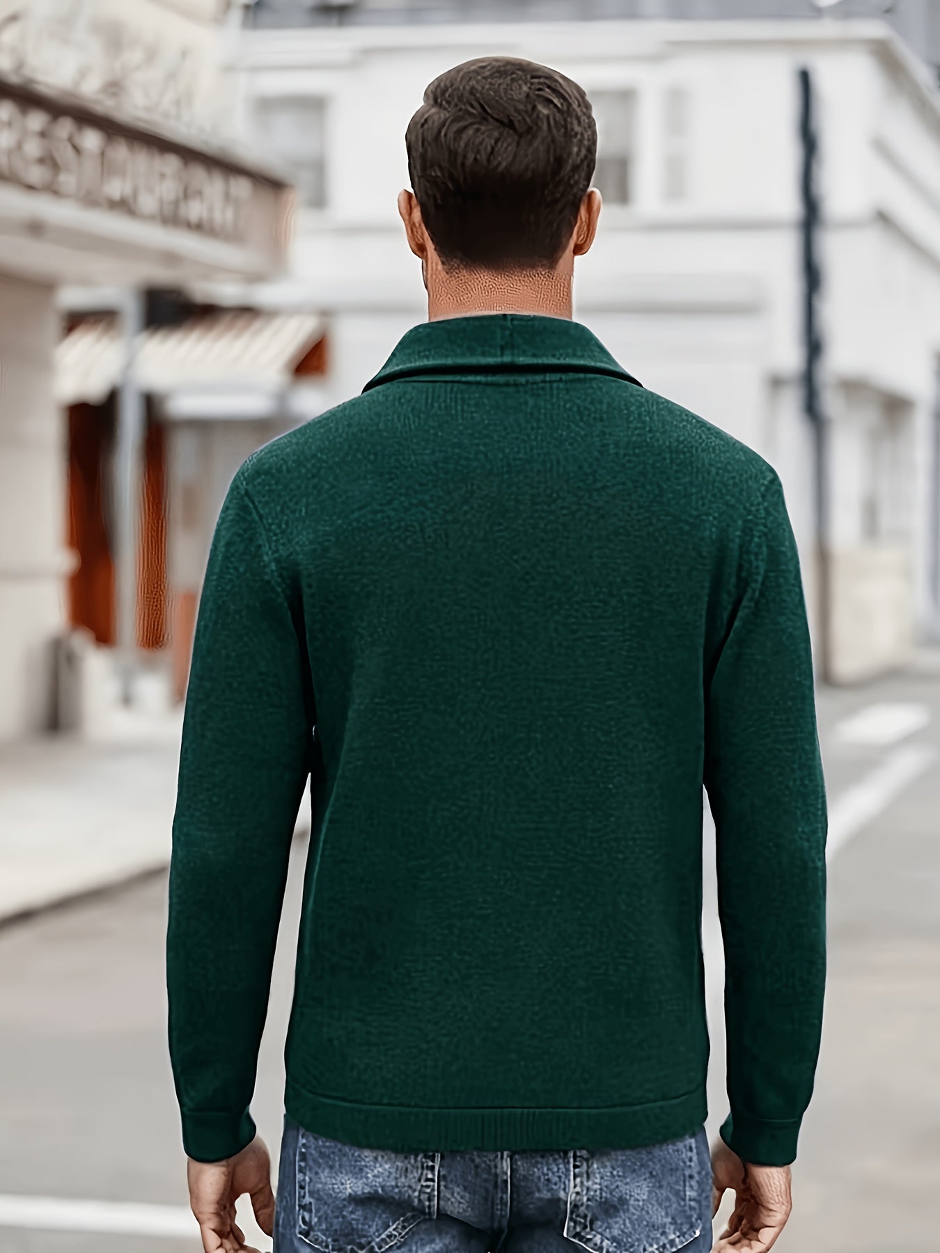 Herren Strickjacke Schalkragen Knopfleiste Dunkelblau Langarm