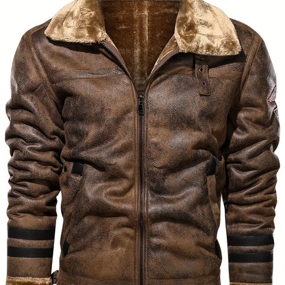 Herren Pilotenjacke mit Fellkragen und Reißverschluss