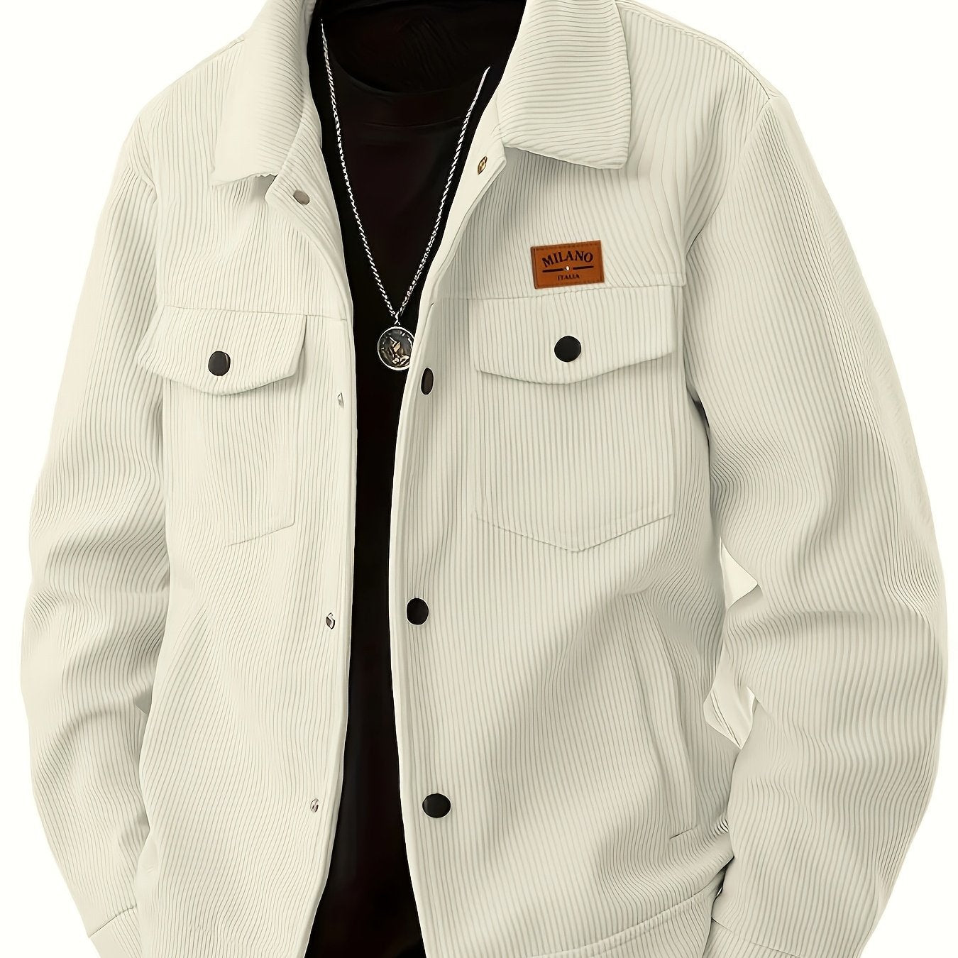 Herren Cordhemd Jacke Freizeit Übergangsjacke mit Knopfleiste & Brusttaschen