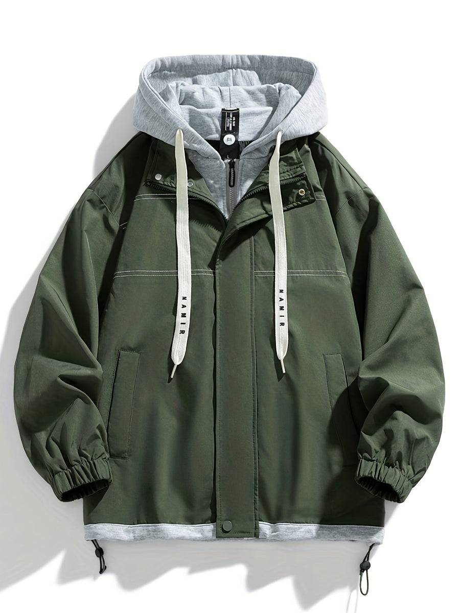 Unisex Jacke mit Kapuze und Reißverschluss, Farbe nach Wahl, Layer-Look, Frühling/Herbst