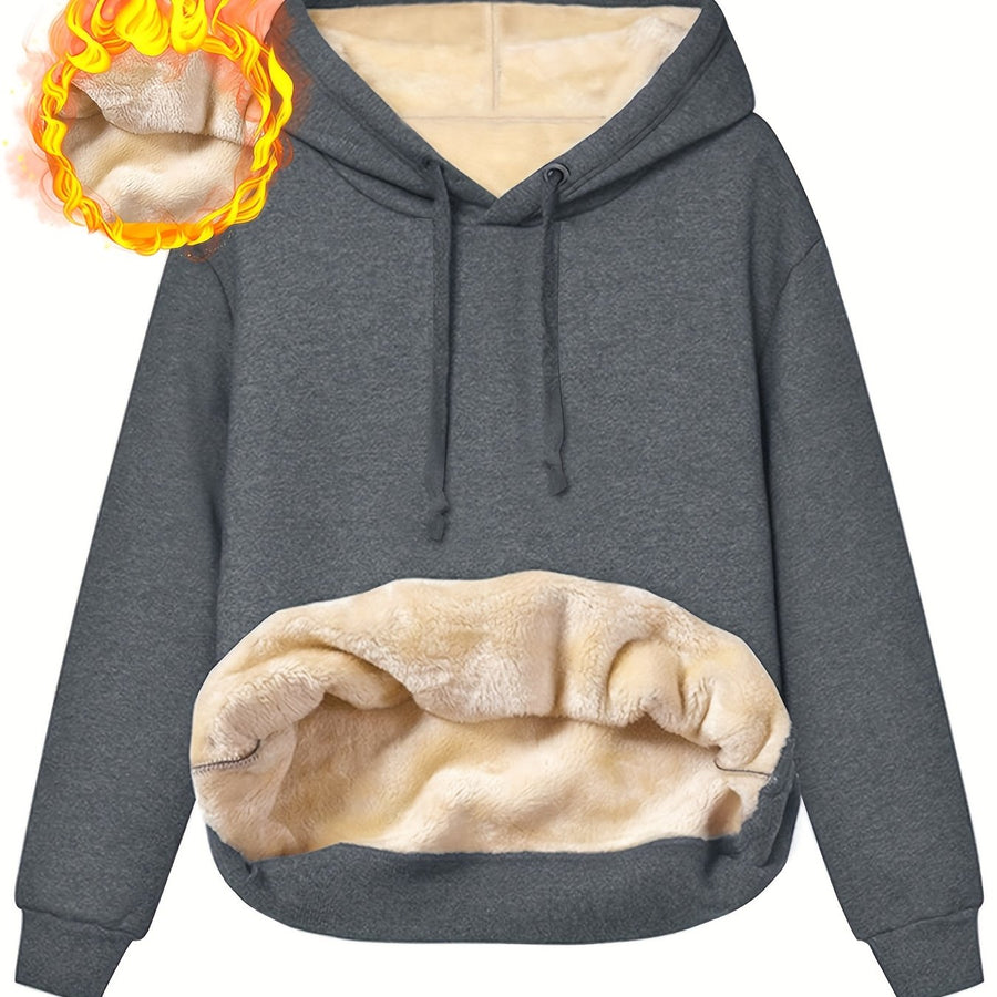 Unisex Hoodie mit Kapuze und Plüschfutter – Warmer Winter Pullover mit Kängurutasche