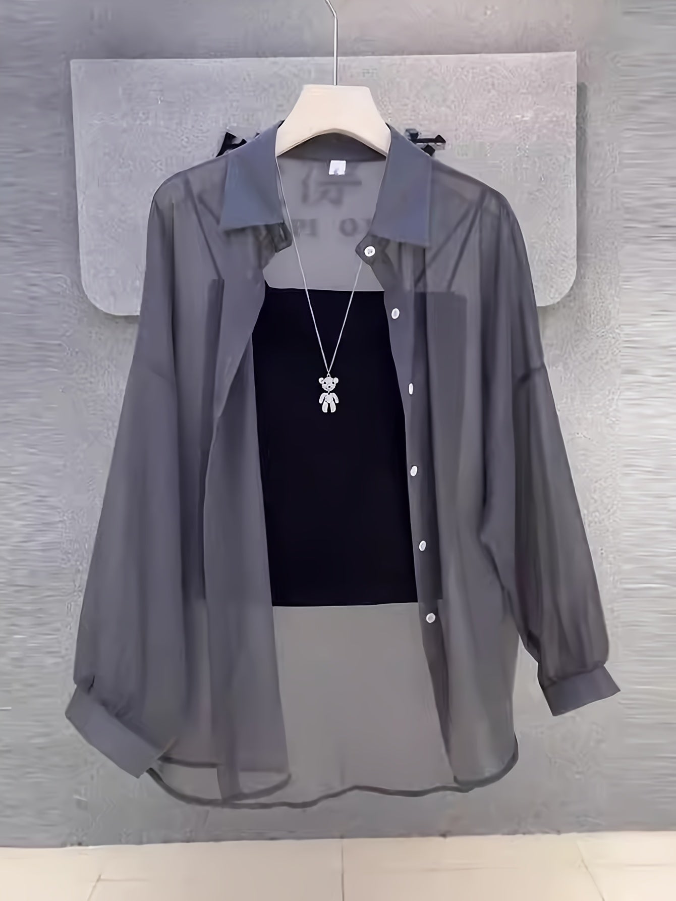 Damen Elegantes Zweiteiler-Set mit Transparenter Bluse und Bandeau Top – Modisches Layering für Alltag und Ausgehen