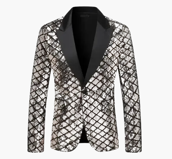 Herren Luxus Pailletten Sakko – Eleganter Party- und Bühnenblazer im modernen Design