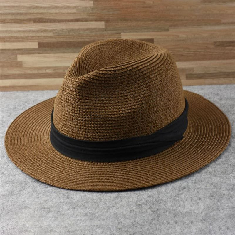 Unisex Fedora Hut aus gewebtem Material mit schwarzem Band, verschiedene Farben