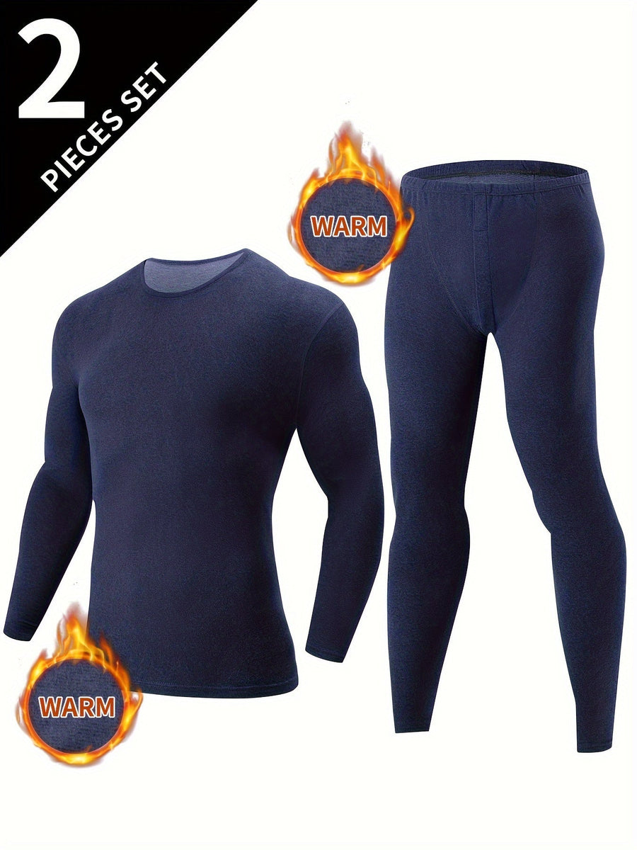 Thermo Unterwäsche Set Herren Schwarz - Langarmshirt und Leggings