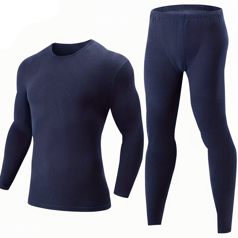 Thermo Unterwäsche Set Herren Schwarz - Langarmshirt und Leggings