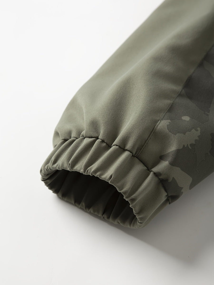 Herren Jacke Camouflage mit Kapuze und Reißverschluss, Olivgrün/Dunkelgrün