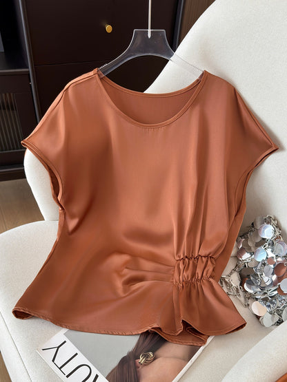 Damen Bluse mit Raffdetails und lockerem Schnitt – Eleganter Alltags- und Büro-Stil
