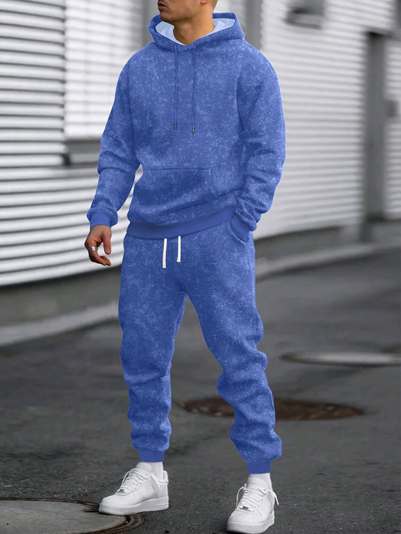 Herren Jogginganzug mit Kapuze, Camouflage-Muster, Schwarz