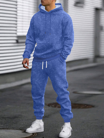 Herren Jogginganzug mit Kapuze, Camouflage-Muster, Schwarz