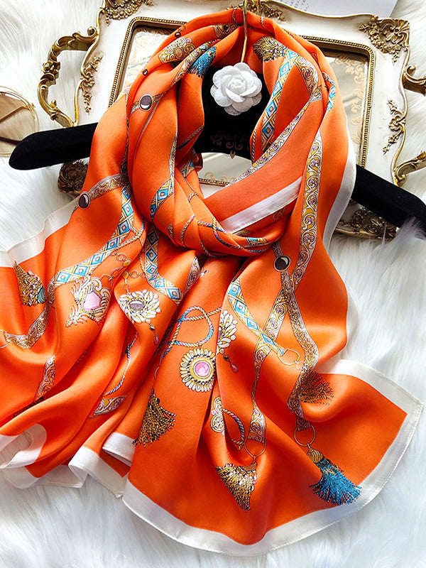 Damen Halstuch Schal mit Kettenmuster und Quasten-Details in verschiedenen Farben