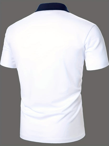 Herren Polo Shirt mit Kontrastkragen und Sportlichem Streifen-Design – Eleganter Freizeitstil