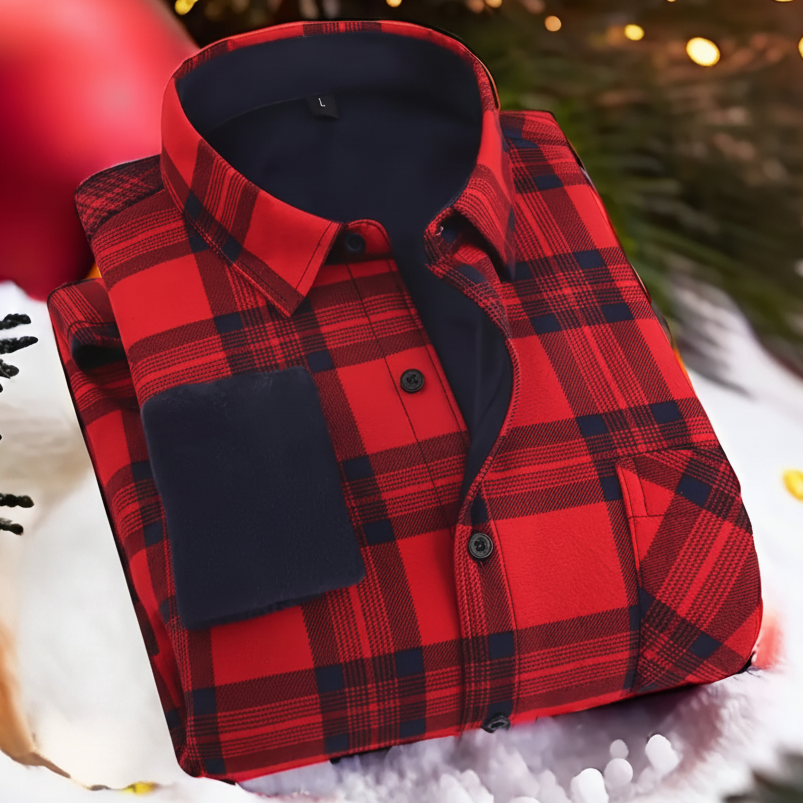 Herren Kariertes Hemd gefüttert Winter Langarm Flanell-Look