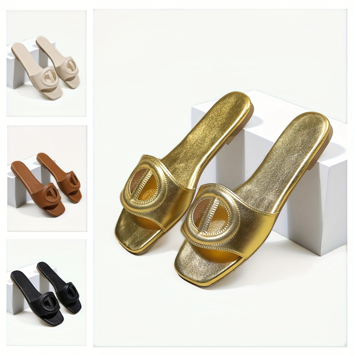 Damen Slide Sandalen Modern Minimalistisch Schlupfschuhe Eleganter Look